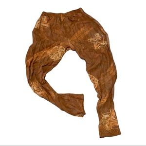 Vintage Daily Planet boho rayon flair harem pants orange & brown size large